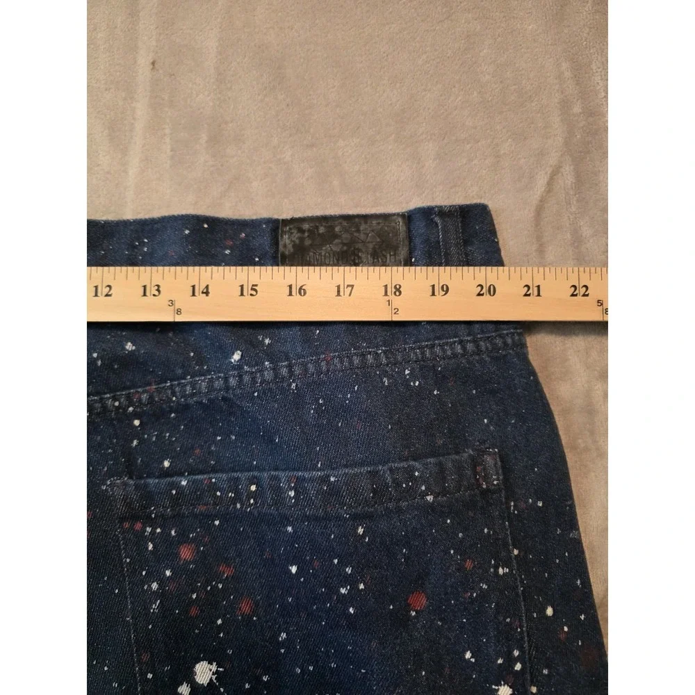 Diamond Stash Jeans Men's 40x32 Blue Paint Splatter Straight Leg Denim